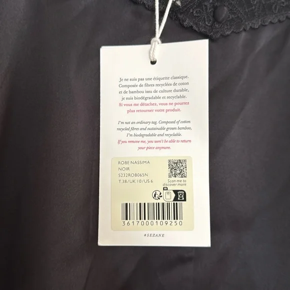 NWT Sézane Nassima Black Silk Slip Dress- US 6 - Picture 2 of 9